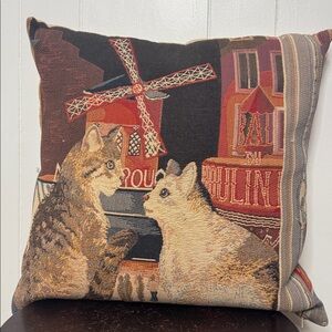 Cat French theme throw pillow cover and pillow